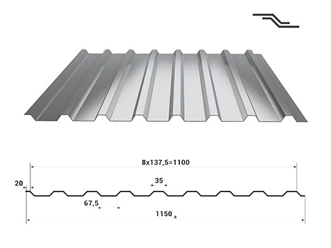 Dachblech-Design aus verzinktem Stahl