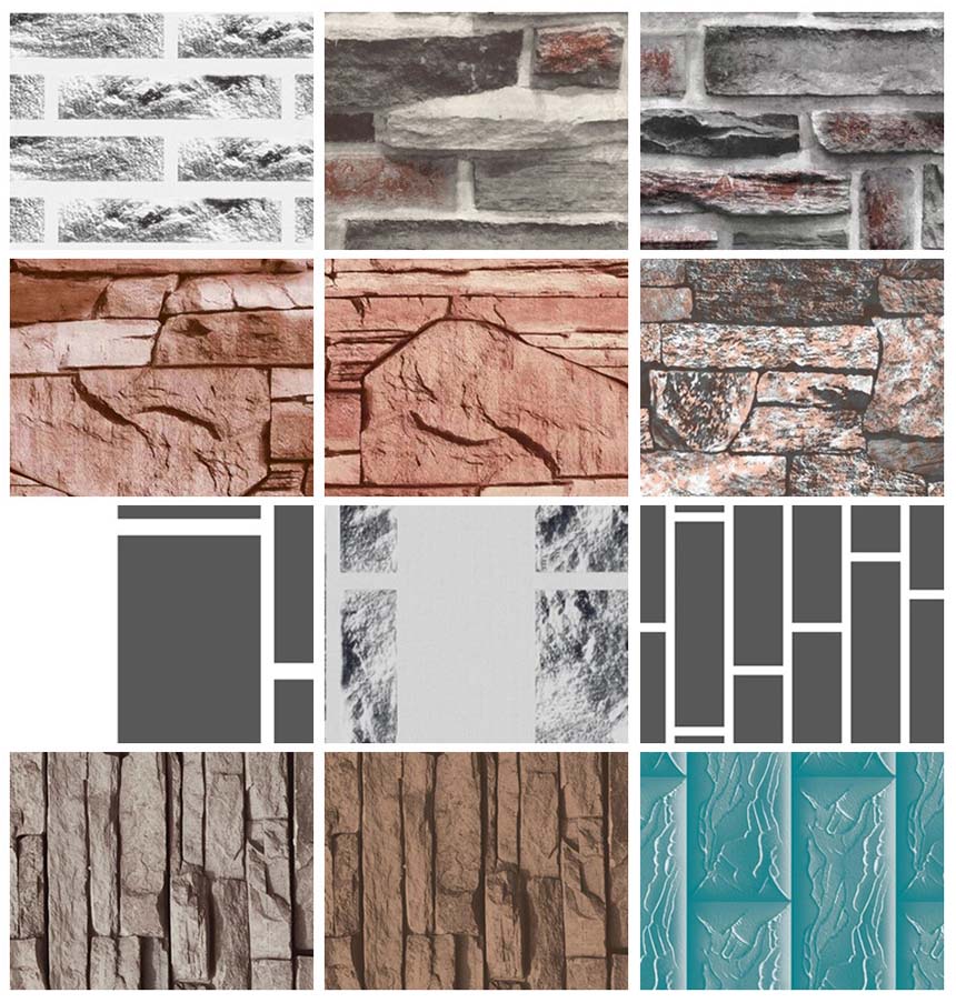 Vários padrões de tijolos