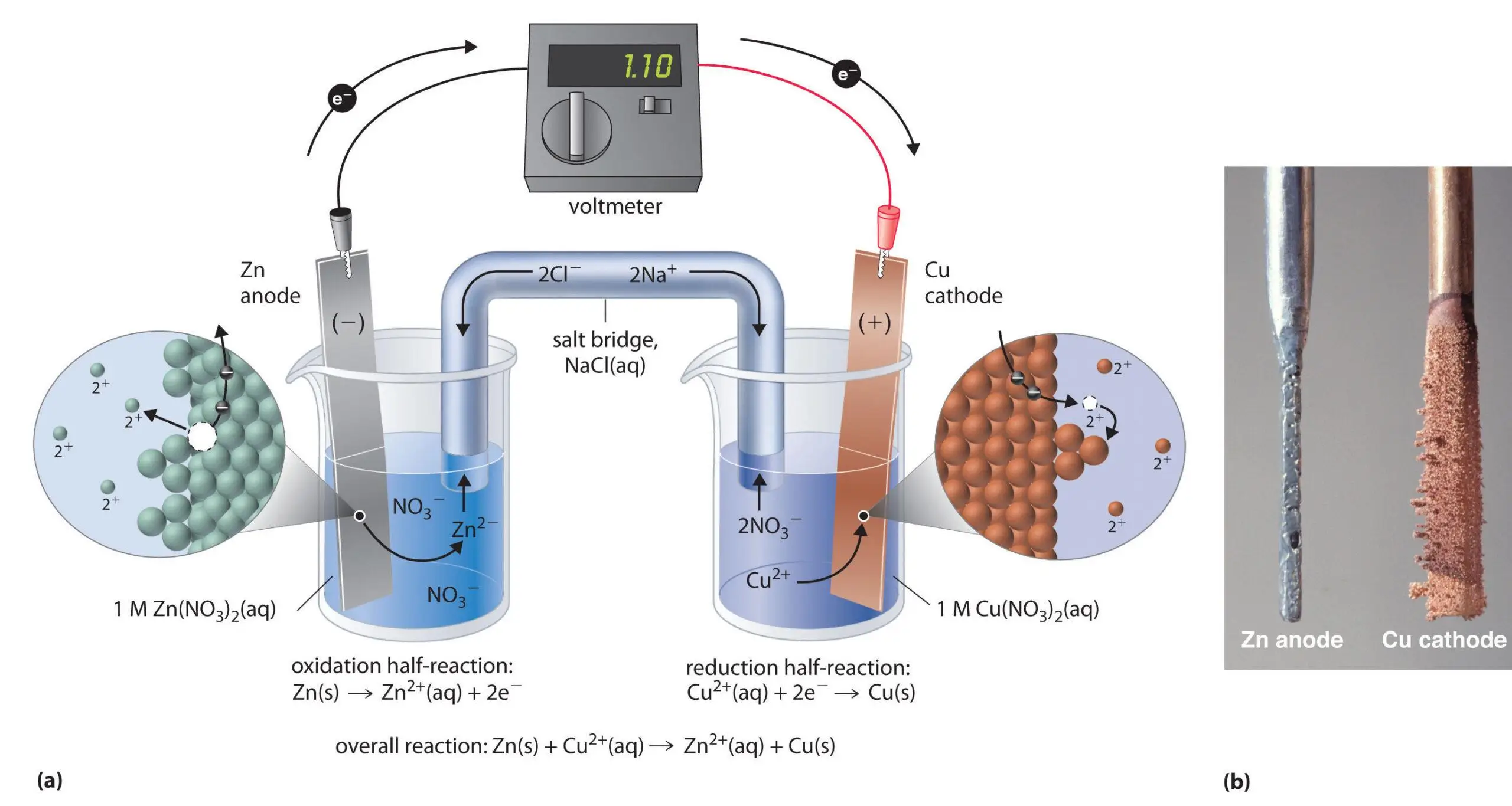 Electrochemical reaction of zinc and copper ions