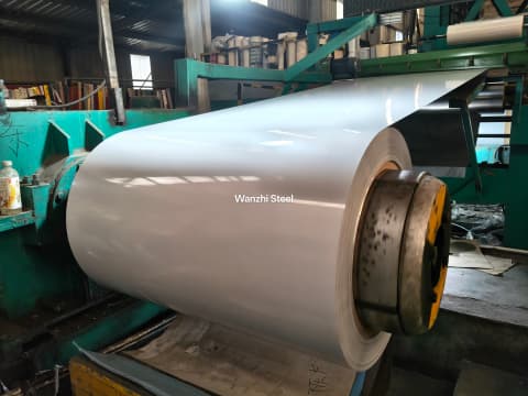 White color steel coils are being rolled