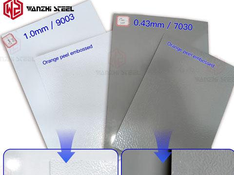 Orange peel textured RAL9003 steel plate