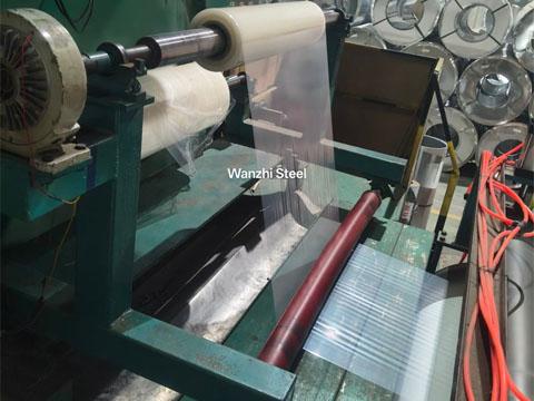 Coating steel coils with a thin film