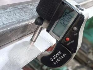 Measurement of 1.2mm thick stainless steel