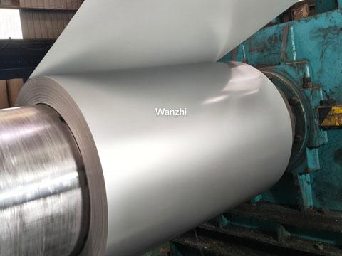 Silver PPGI steel coils in production